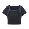 Denim-Style Hip-Hop Cropped T-Shirt