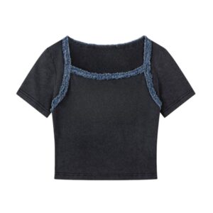 Denim-Style Hip-Hop Cropped T-Shirt