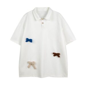 Retro-Style Bow-Embellished T-Shirt — White