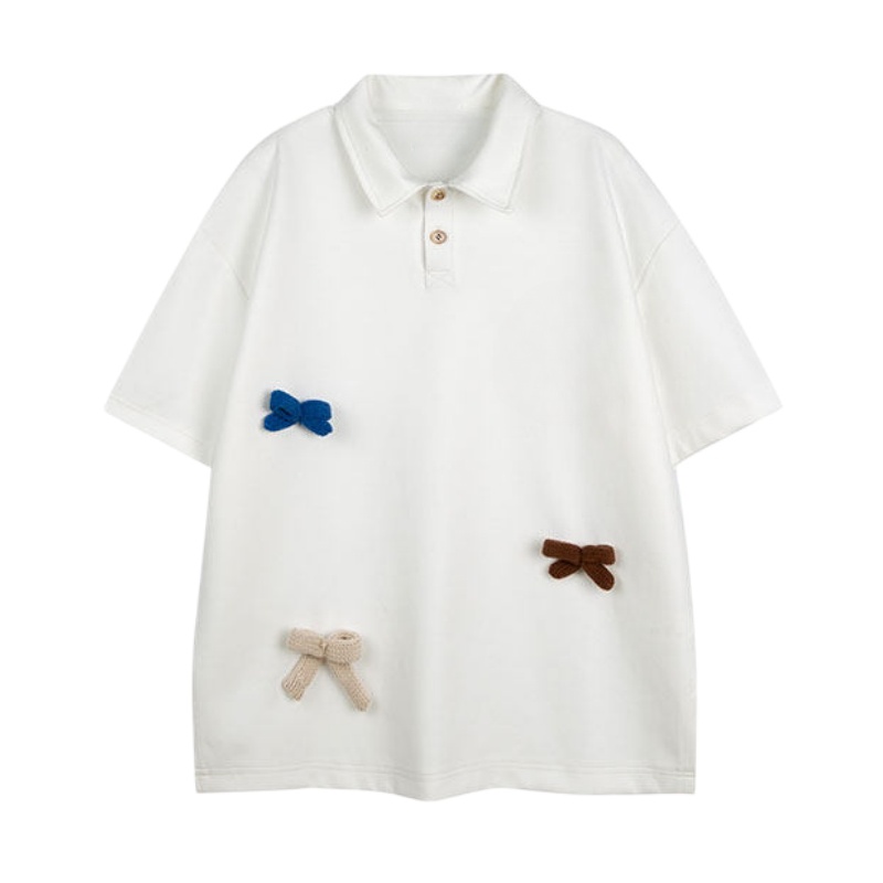 Retro-Style Bow-Embellished T-Shirt — White