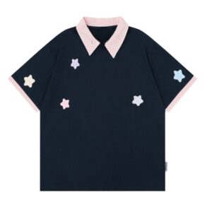 Star-Print T-Shirt — Navy Blue