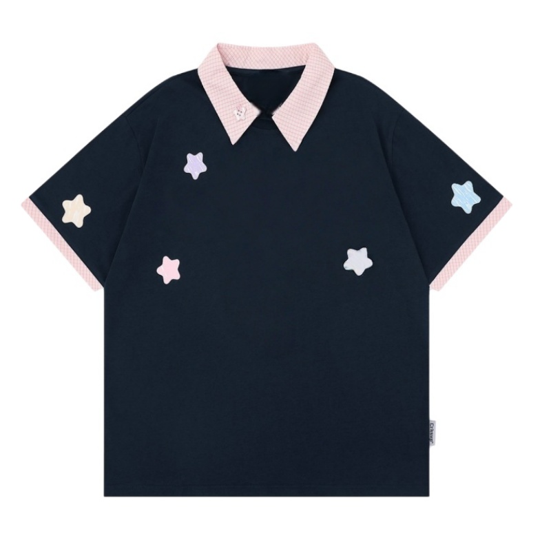 Star-Print T-Shirt — Navy Blue