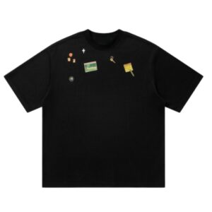Casual & Chic Printed Waffle-Knit T-Shirt — Black